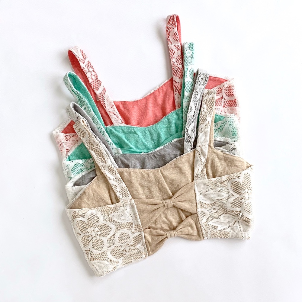 NWOT Pink Back Cutout Floral Lace Bra Crop Top - Picture 7 of 7